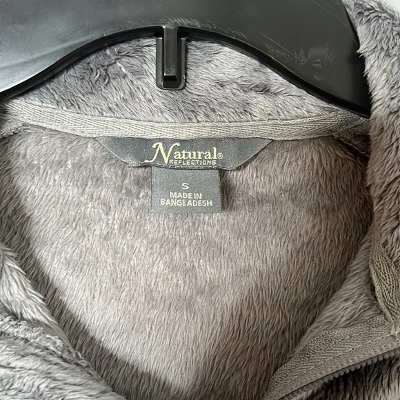 Natural Reflections Gray Fleece Quilted Full Zip Jacket - Picture 2 of 6